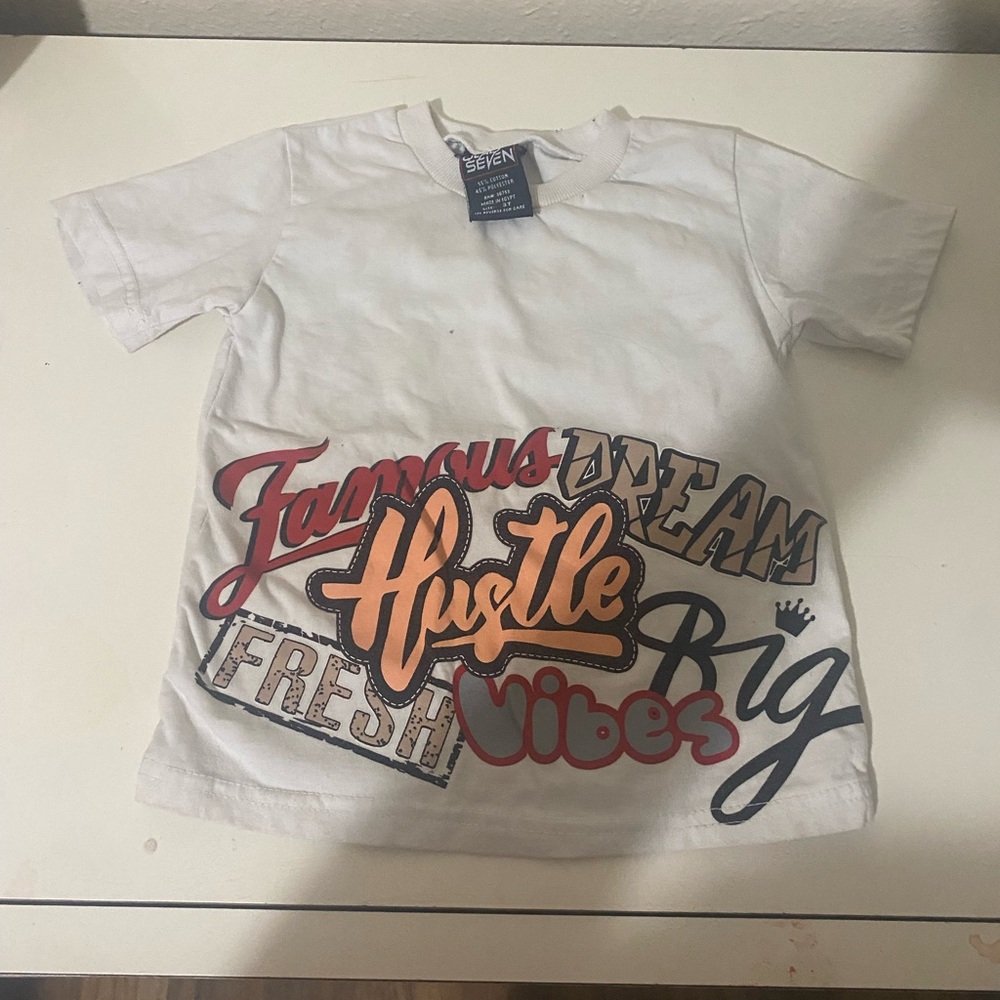 Seven7 Kids Tee - White with Bold Graphic Print